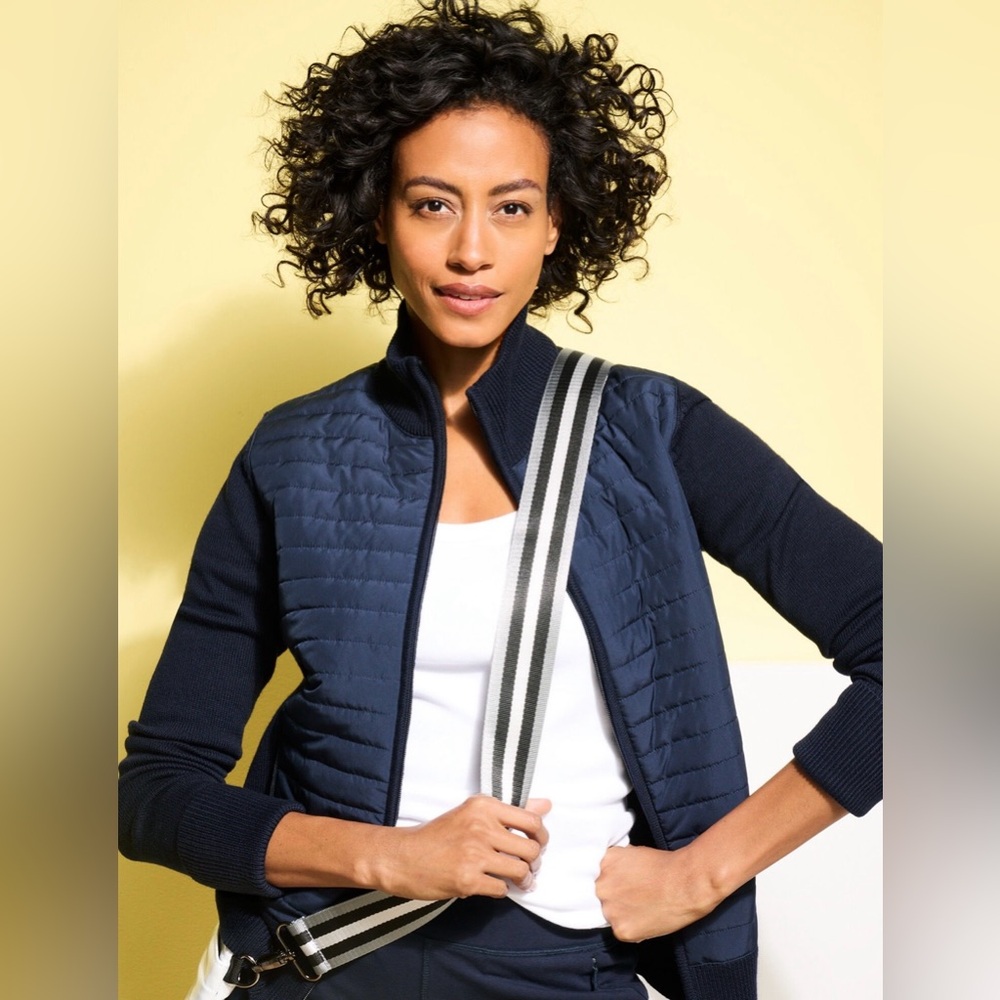 T by Talbots Quilted Mockneck Sweater Jacket